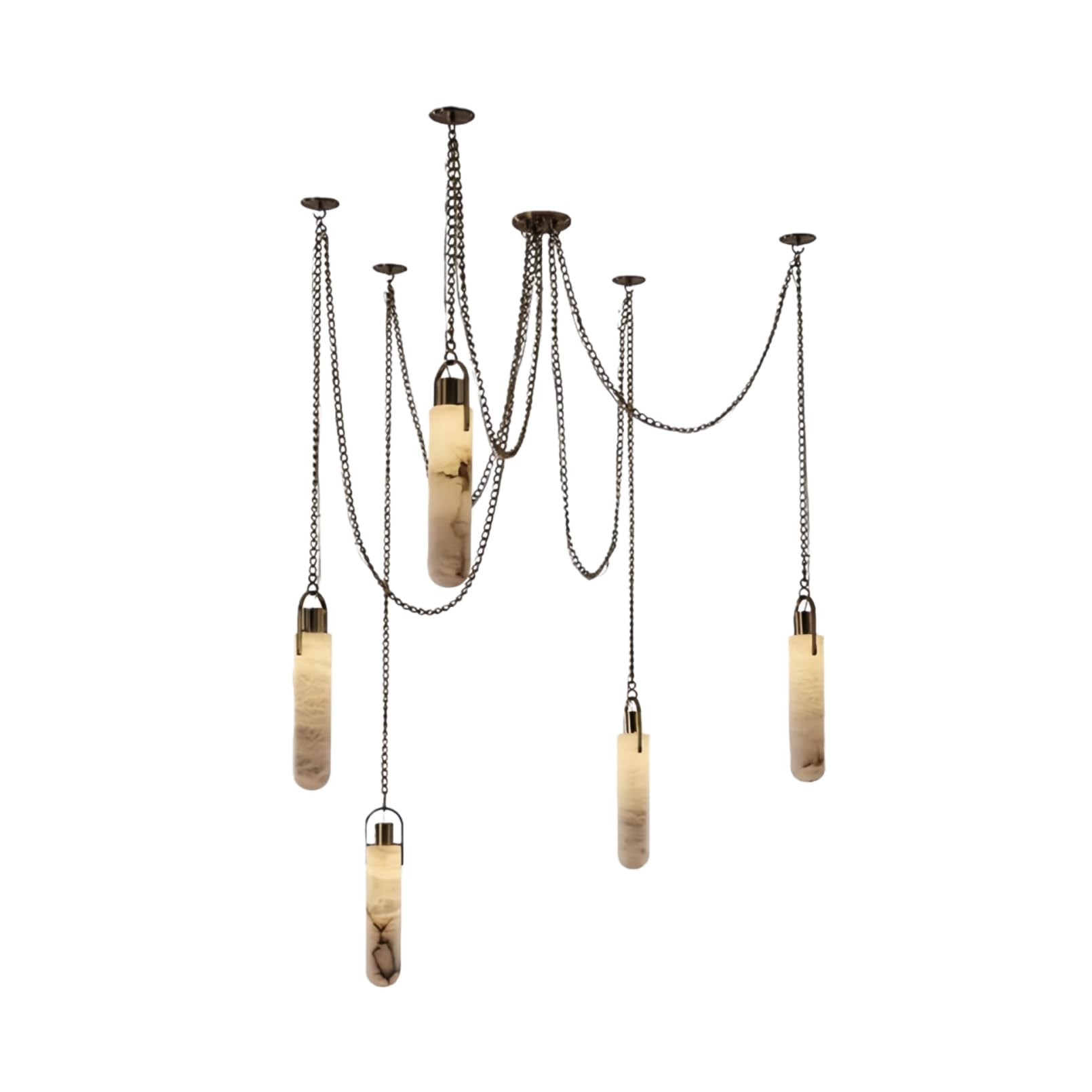 RUIBO Alabaster 5 Light LED Multi-Drop Hanging Pendant Lighting,Cylinder Natural Marble Multi Lig... | Amazon (US)