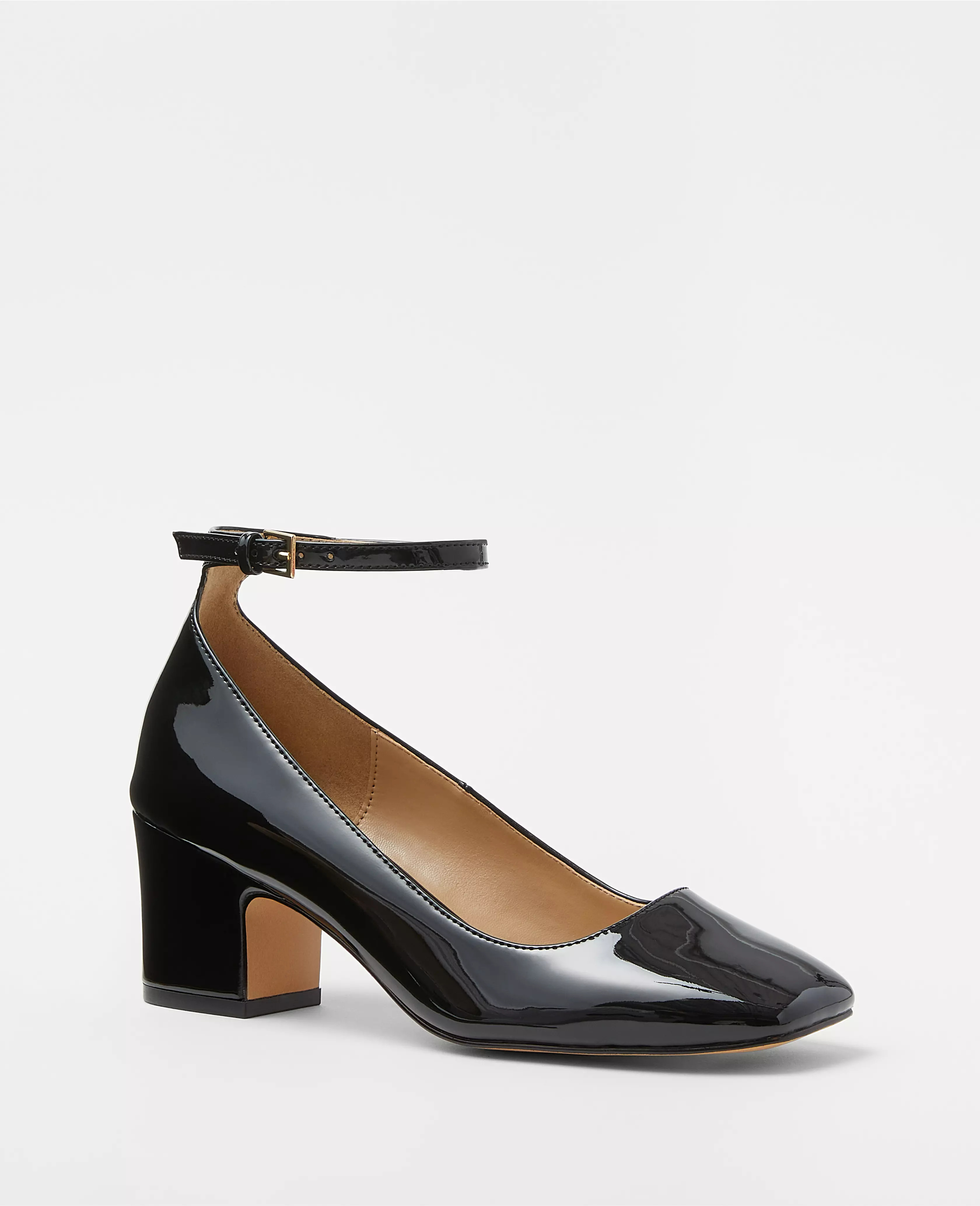Patent Ankle Strap High Block Heel Pumps | Ann Taylor (US)