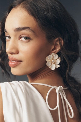 The Pink Reef Handpainted Flower Earrings | Anthropologie (US)