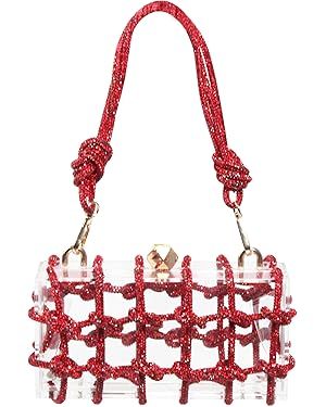 Diamante hand Bag. Rhinestone Evening bag. Hardbodied acrylic handbag. Gift for her. Sparkling ro... | Amazon (US)