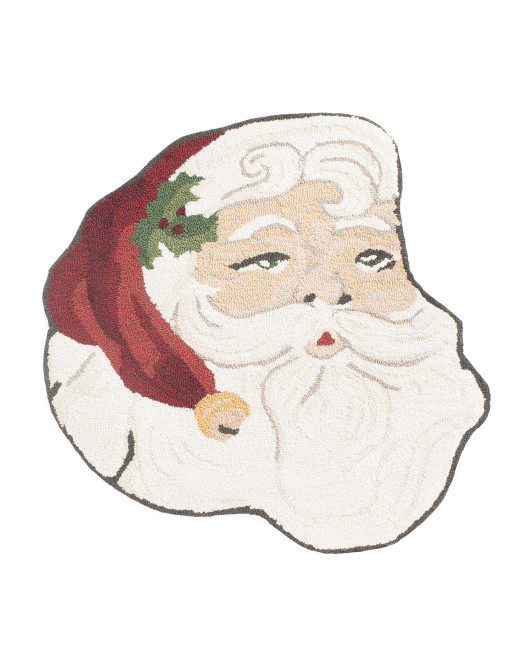 30in Vintage Santa Shaped Hooked Rug | TJ Maxx