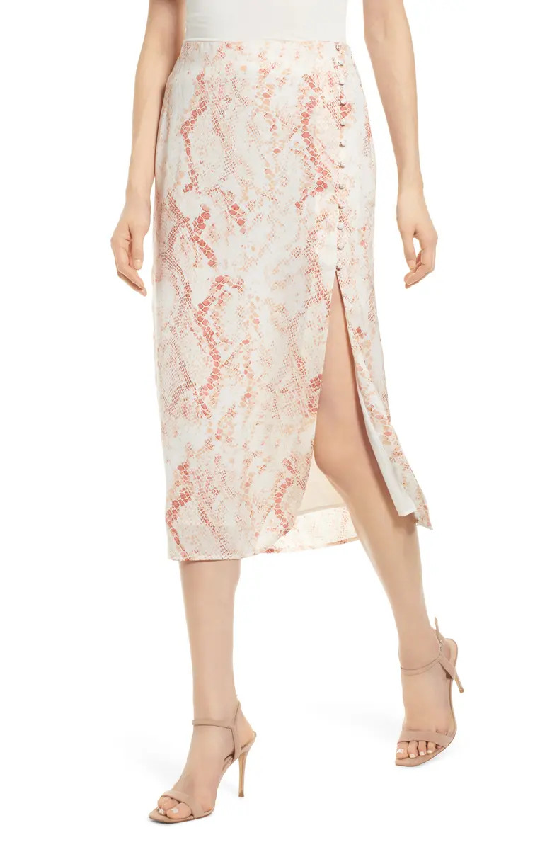 Fairfax Snakeskin Print Satin Midi Skirt | Nordstrom