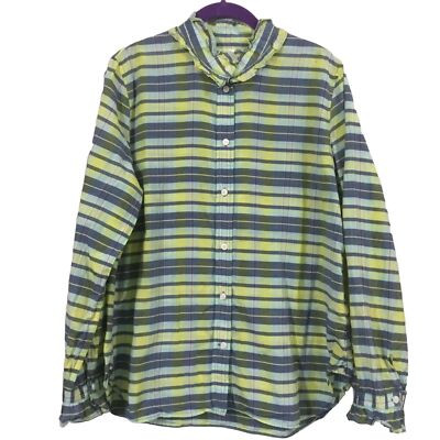 J. Crew Classic Fit Silk Cotton Voile Ruffle Neck Plaid Shirt Women's 14 | eBay US