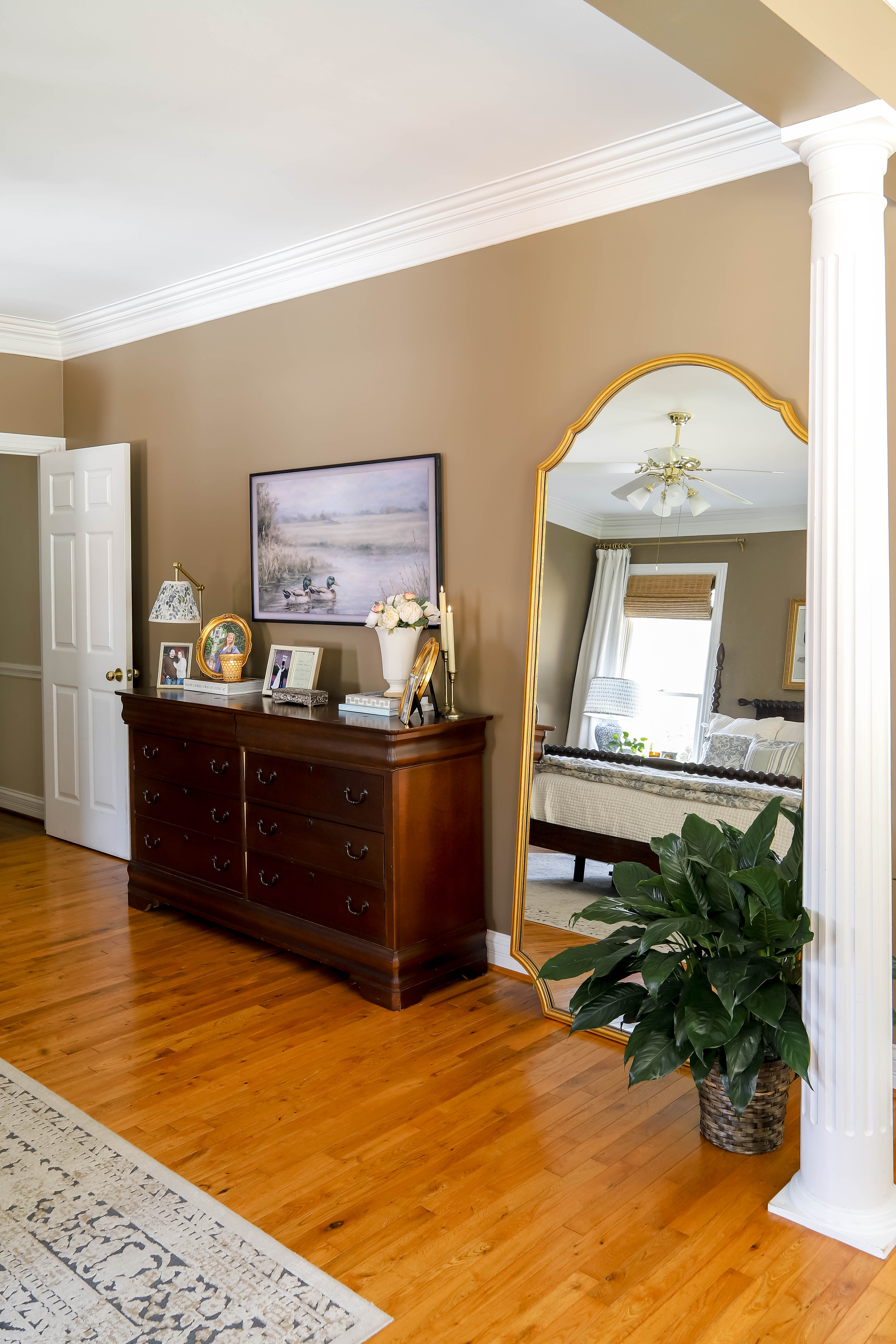 Our TV wall was really boring for a long time, so I finally hung the TV, decorated the top of the dresser and added an oversized mirror! I'm loving how this side of the room is coming together! 

 #LTKSeasonal #LTKHome