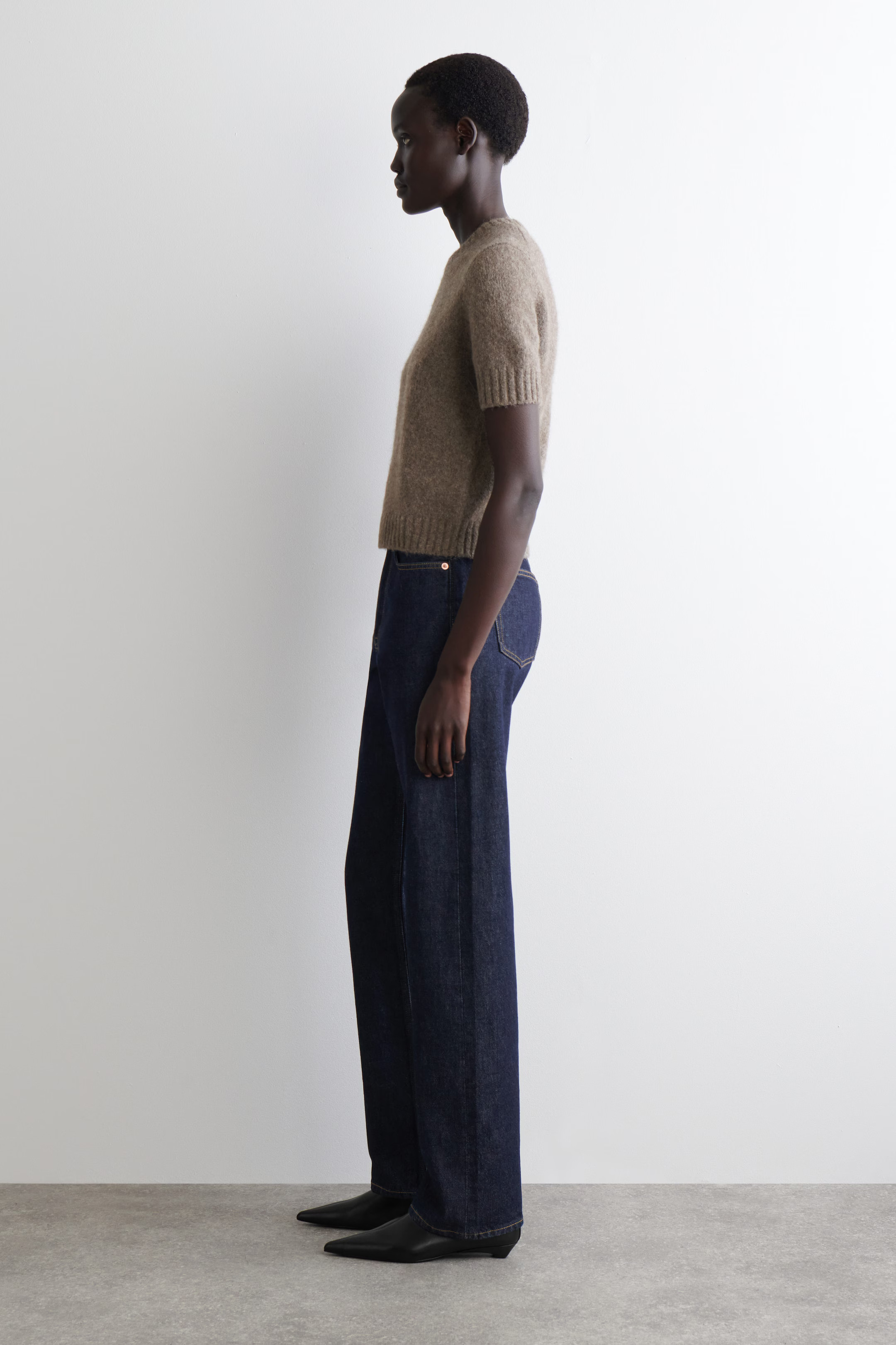 KNITTED ALPACA-BLEND T-SHIRT - TAUPE MÉLANGE | COS GB | COS UK