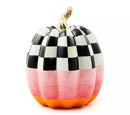 MacKenzie-Childs Cotton Candy Medium Check Pumpkin | QVC