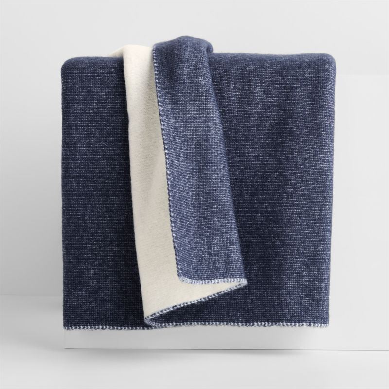 Alpine Cozy Ivory and Indigo Blue Reversible 70"x55" Throw Blanket + Reviews | Crate & Barrel | Crate & Barrel