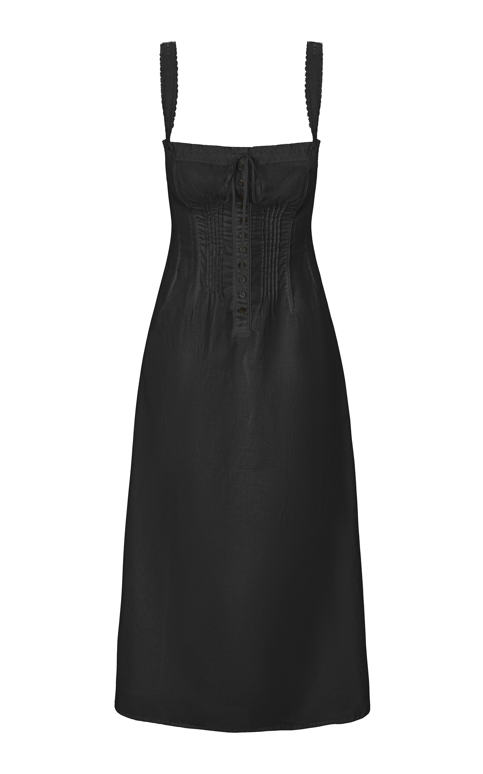STAUD Matilde Lace-Trimmed Cotton Midi Dress - Moda Operandi | Moda Operandi (Global)