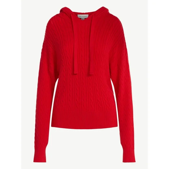 Free Assembly Women's Cozy Yarn Cable Knit Hoodie Sweater, Midweight, Size XS-XXL | Walmart (US)