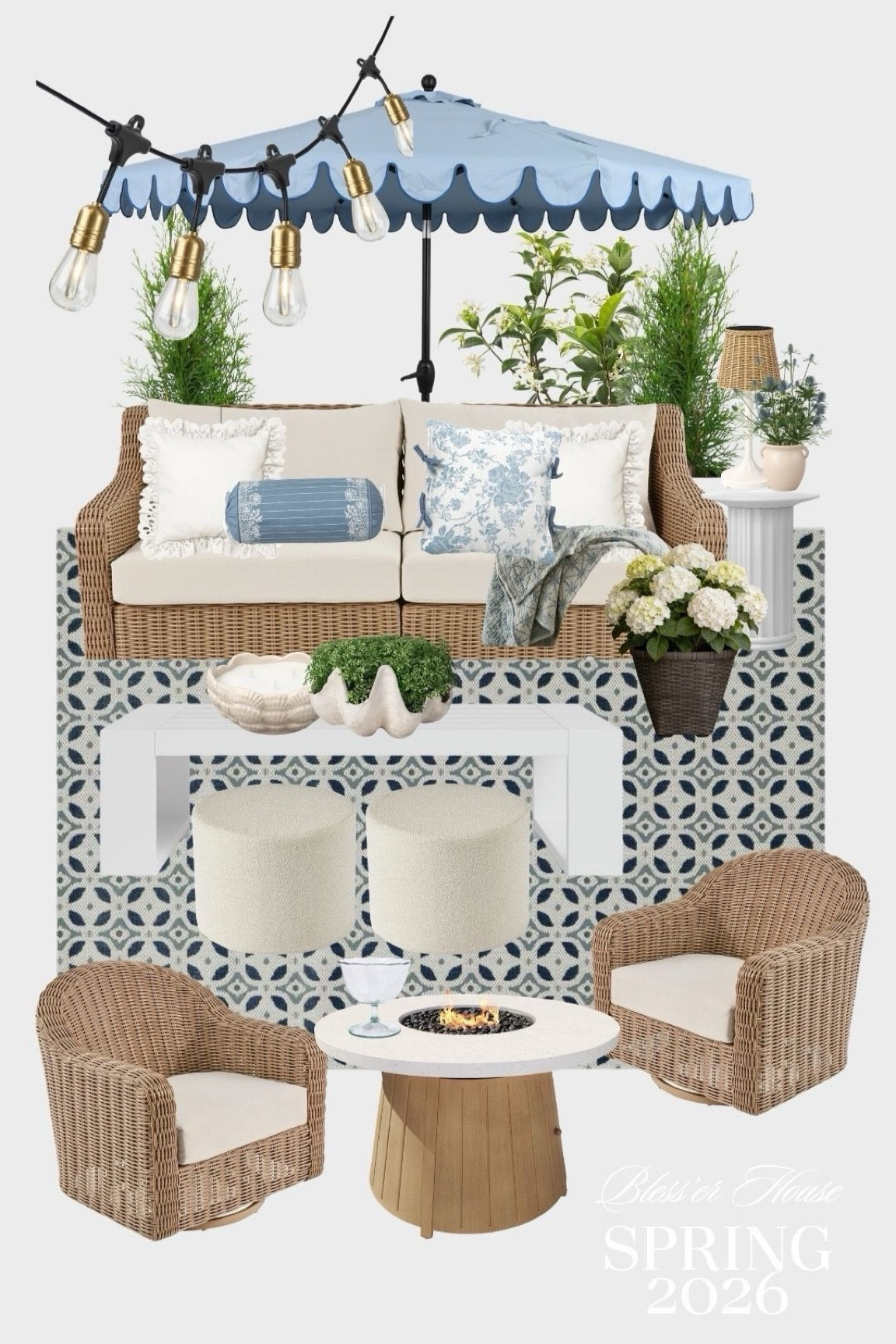 Outdoor living ☀️🏡

patio decor, outdoor furniture, backyard patio ideas, coastal patio decor, blue and white decor, wicker patio furniture, outdoor living space, patio refresh, scalloped umbrella, outdoor entertaining

#LTKSeasonal