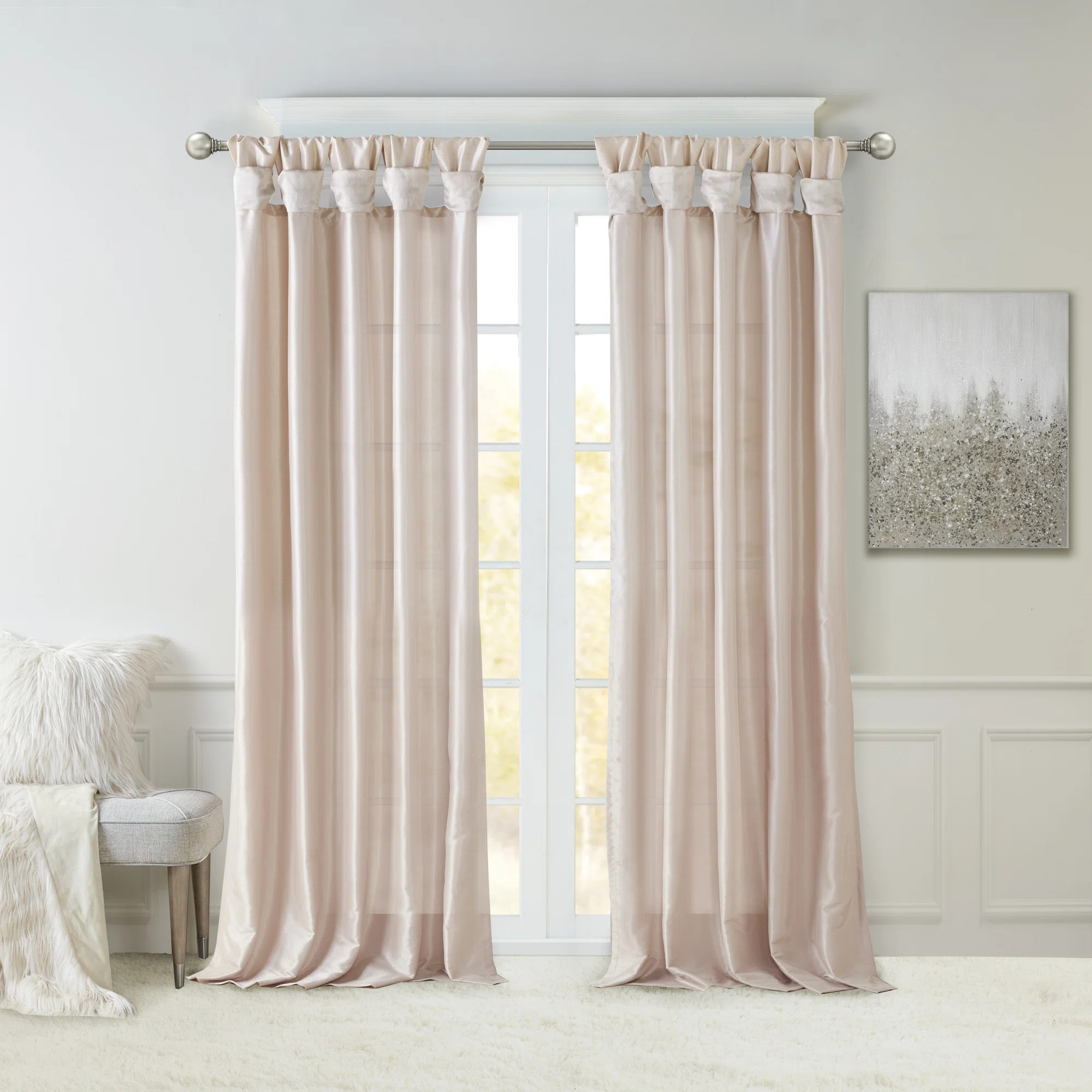 Rivau Faux Silk Lined Twist Tab Window Curtain Panel | Wayfair North America