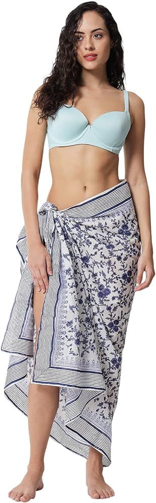 parihan Cotton Block Print Long Beach Sarong Pareo Swimsuit Cover Ups Women Wrap | Amazon (US)