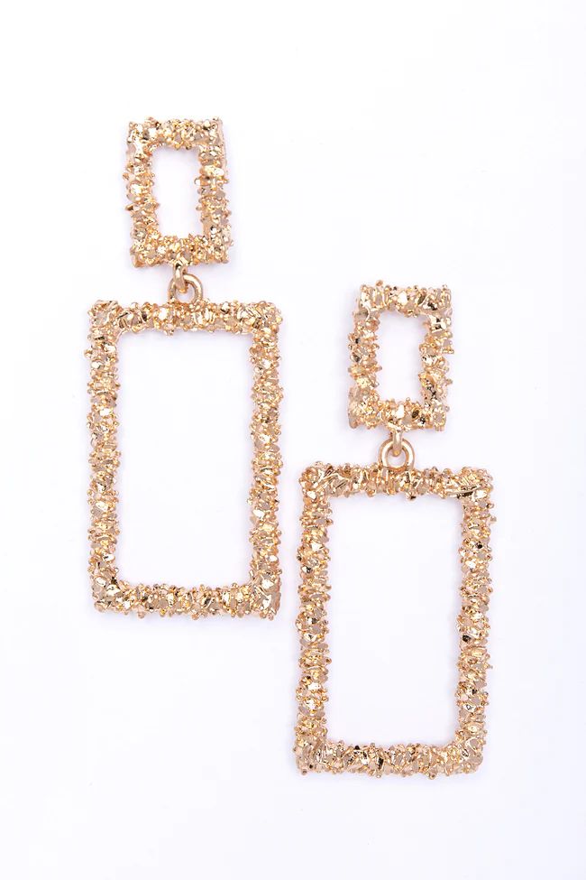 Complicated Love Rectangle Earrings Gold | The Pink Lily Boutique