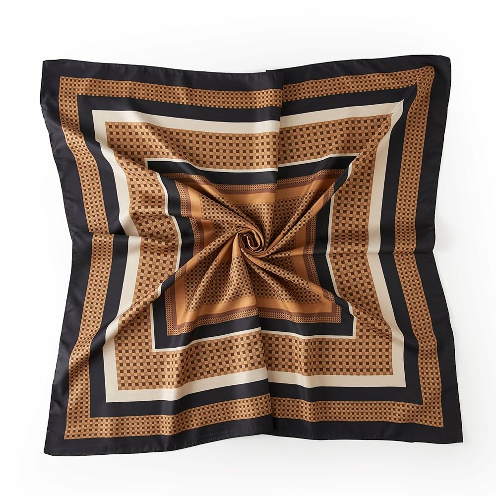 JN&LULU Women's satin square scarf Fashion pattern large hair scarf wrap headscarf 35" x 35" | Amazon (US)