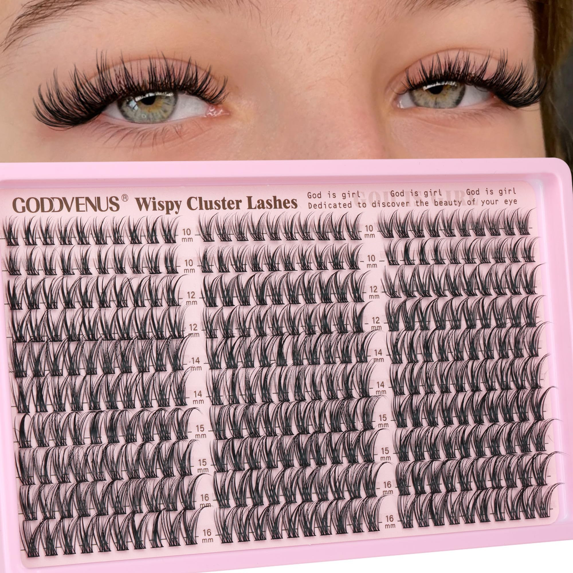 Goddvenus Eyelash Extensions Wispy Natural DIY C Curl Individual Lashes Clusters Black 10-16mm 30... | Amazon (US)