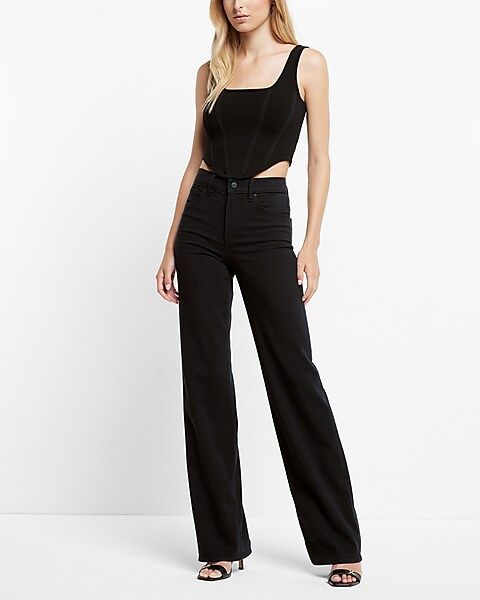 High Waisted Black Wide Leg Jeans | Express