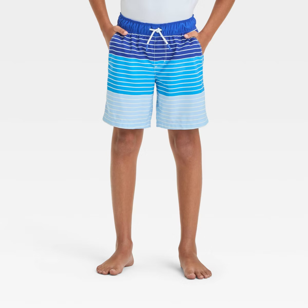 Boys' Striped Swim Shorts - Cat & Jack™ Blue L Husky | Target