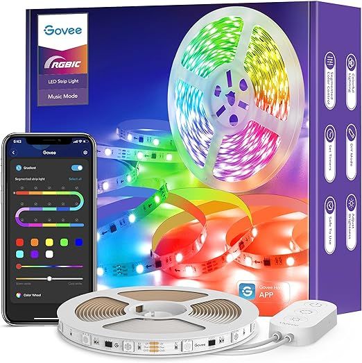 Govee RGBIC Ruban LED 5m, Bande LED Bluetooth Multicolore, Contrôlé par APP et Contrôle Segmen... | Amazon (FR)