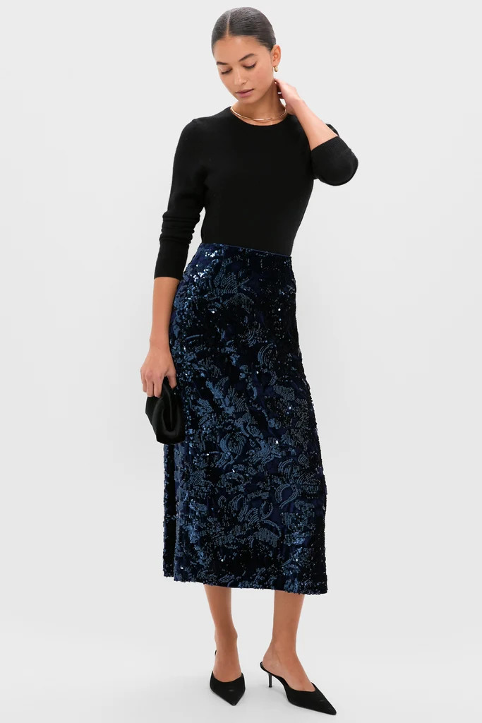 Velvet and Sequin Maloney Midi Skirt | Tuckernuck (US)