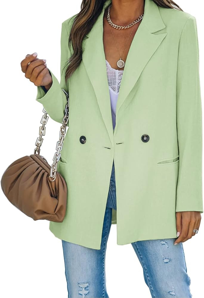 Womens Casual Blazer Loose Fit Open Front Suit Jackets Notched Lapel Long Sleeve Blazers Work Off... | Amazon (US)