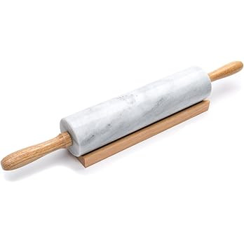 Fox Run Polished Marble Rolling Pin with Wooden Cradle, 10-Inch Barrel, White | Amazon (US)