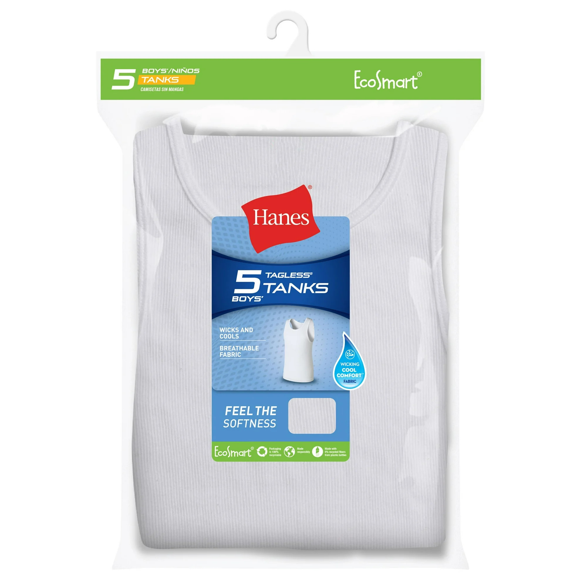 Hanes EcoSmart Boys' Tank, 5-Pack White M | Walmart (US)