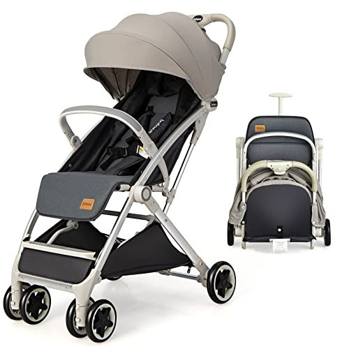 INFANS Lightweight Baby Stroller, Compact with One-Hand Fold, Travel Stroller for Airplane with Cup Holder, 5-Point Harness, Foot Cover, Canopy, Infant for 0-36 Month (Grey) | Amazon (US)
