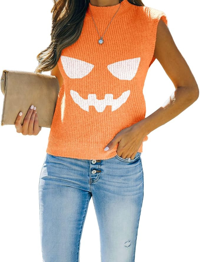 Women's Mock Neck Knit Sweater Vest Sleeveless Casual Trendy Summer Ribbed Pullover Tank Tops | Amazon (US)