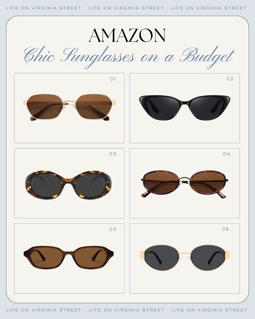 Amazon chic sunglasses on a budget 🙌🏻🙌🏻

#LTKSeasonal #LTKHome

https://liketk.it/6gscz

#LTKdayinmylife #LTKgrwm #LTKootd