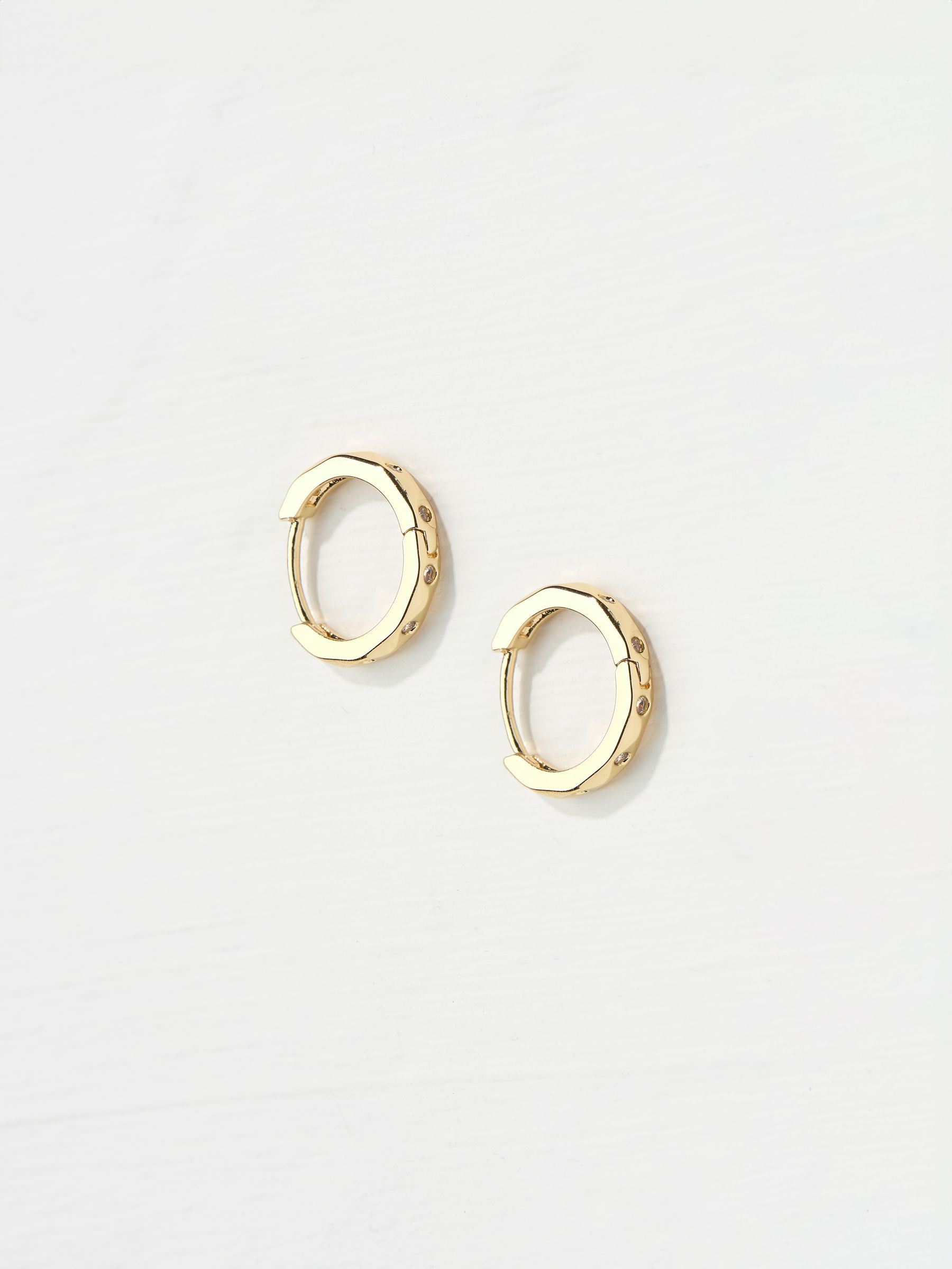 Gold Tone Gem Huggie Hoops Earrings | FatFace | Fat Face