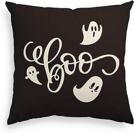 AVOIN Halloween Boo Throw Pillow Cover, 18 x 18 Inch Cute Ghost Spooky Cushion Case Decoration fo... | Amazon (US)