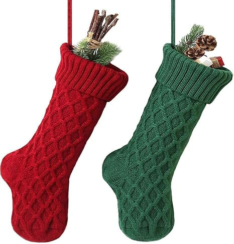 Gig Dog 2 Pack Christmas Stockings,18 Inches Cable Knit Personalized Christmas Stockings for Chri... | Amazon (US)