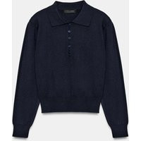 Zara - Shoulder Pad Knit Polo - Blue - M - Woman | Zara Canada