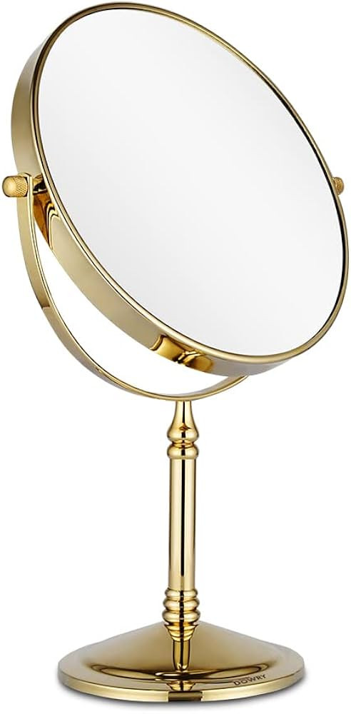 DOWRY Makeup Mirror 10x Magnification Vanity Mirror Tabletop Two-Sided Swivel Gold Finish(10X) | Amazon (US)