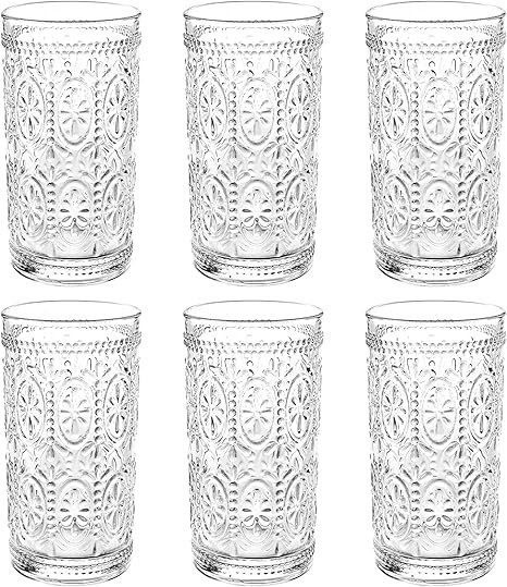 Bekith 6 Pack 12 oz Romantic Water Glasses, Premium Drinking Glasses Tumblers for Beverages, Beer... | Amazon (US)