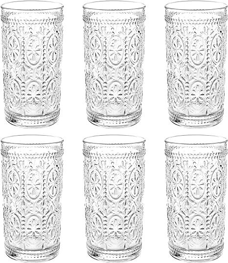 Bekith 6 Pack 12 oz Romantic Water Glasses, Premium Drinking Glasses Tumblers for Beverages, Beer... | Amazon (US)