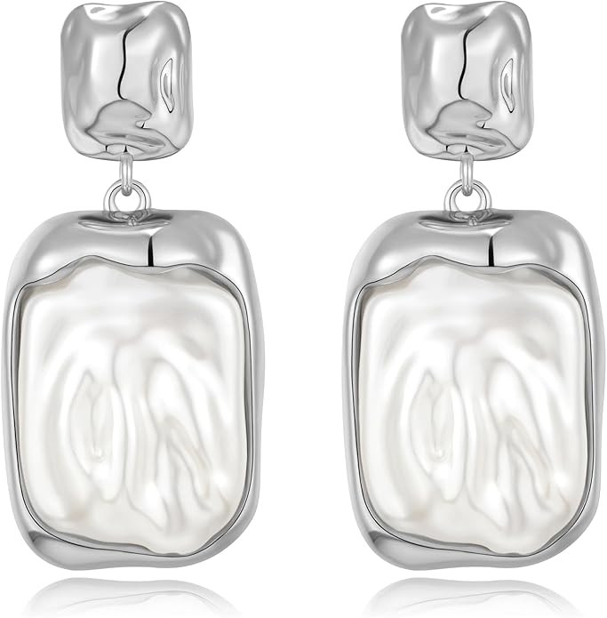 Gold Silver Baroque Pearl Dangle Earrings Vintage Pearl Dangle Drop Earrings for Women Fashion Je... | Amazon (US)