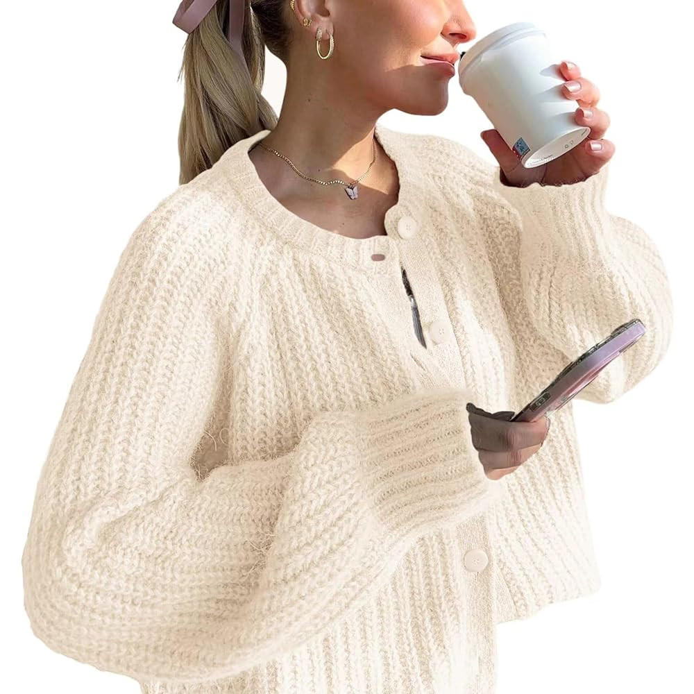 Cardigan Sweaters for Women Chunky Knit Cardigans Long Sleeve Button Sweater Jacket 2024 Fall Win... | Amazon (US)