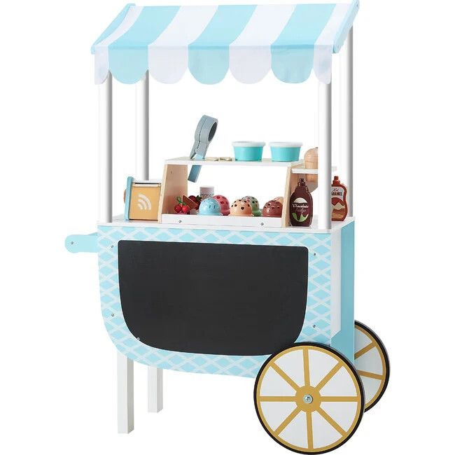My Little Helper Ice Cream Cart w/ 33 Accessories (Blue) - Kids Toys | Teamson Kids from Maisonette | Maisonette