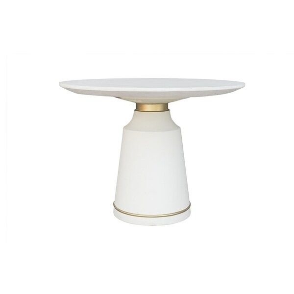 Modrest Ariana Modern White Concrete & Brass Coffee Table | Bed Bath & Beyond