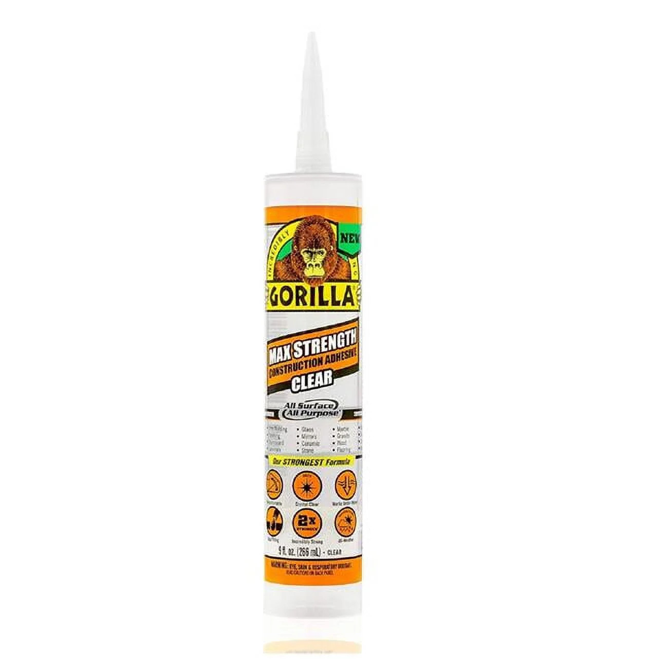 Gorilla Glue Clear Max Strength Construction Adhesive, 9 Ounce Cartridge, 1 Count. Model 8212302 | Walmart (US)