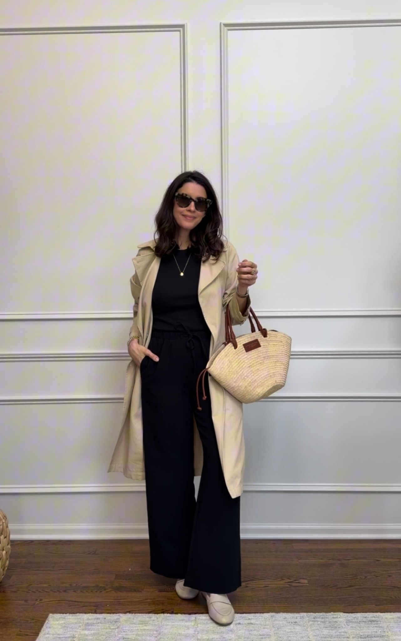 Day 2 of Spring Capsule Outfits 🤍
If you never know what to wear on those in-between weather days, this is it. Simple black base + trench + loafers = effortless and put together. Add a straw bag and you’re instantly spring-ready.

Linked everything for you 🤍

Sizing:
Pants: Small
Tank: Medium
Trench Coat: Small
Loafers: TTS


#LTKSeasonal #LTKgrwm