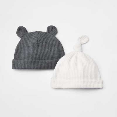 Baby 2pk Waffle Hat - Cloud Island™ Gray | Target