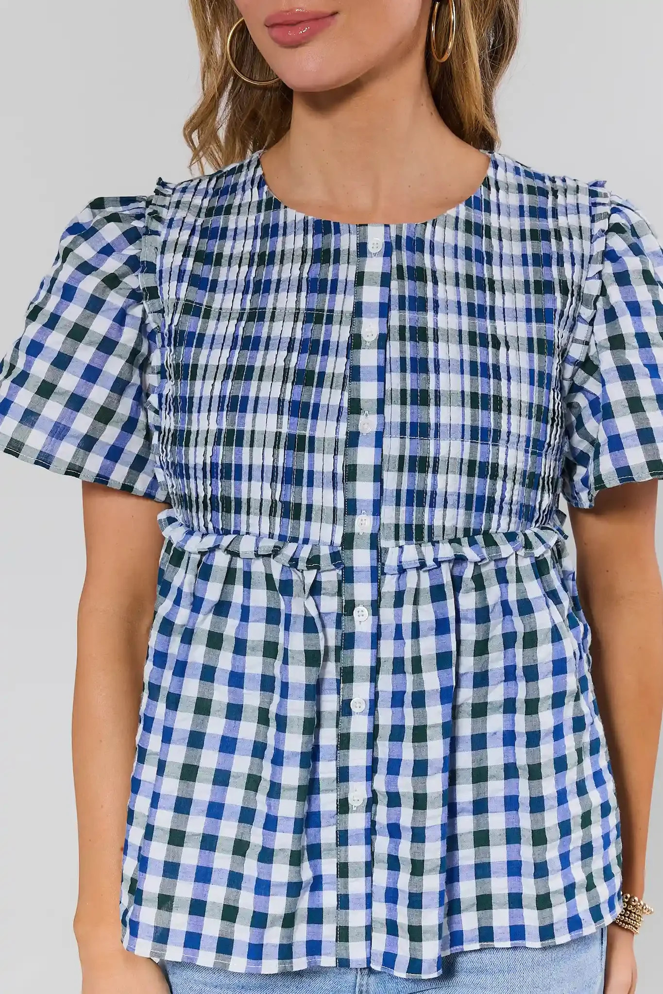 Felicia Red Gingham Peplum Top | Avara