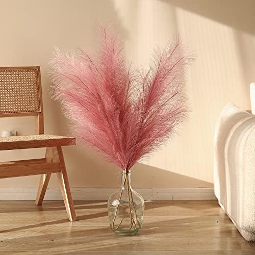 dallisten 43" Fake Dried Pampas Grass, 3 Pcs Natural Fluffy Pink Faux Pompous Grass, Tall Artific... | Amazon (US)