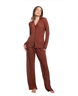 Women's 2-Piece Long Sleeve Top and Pants Pajama Set | Macy's