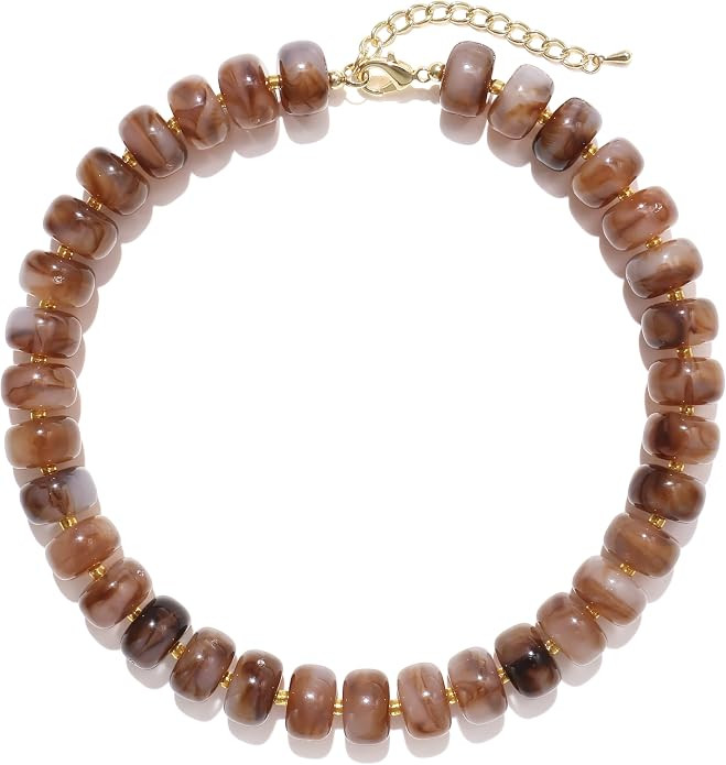 Badu Colorful Chunky Beaded Necklace for Women,Acrylic Bead Choker Statement Necklace Cute Trendy... | Amazon (US)