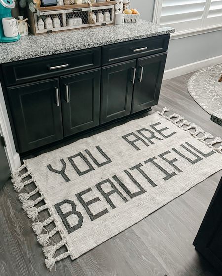 Handmade and braided, you are beautiful rug by Rich Class Decor love the quality and chunky tassels great for bedroom, bathroom and glam room. Sharing my other larger rug from guest room by the same company shop small and support creatives #rug #handmaderug #positivemessage #youarebeautiful #texturedrug #messagerug #bedroomrug #bathrug #makeuproon #beauty 

#LTKstyletip #LTKhome #LTKGiftGuide