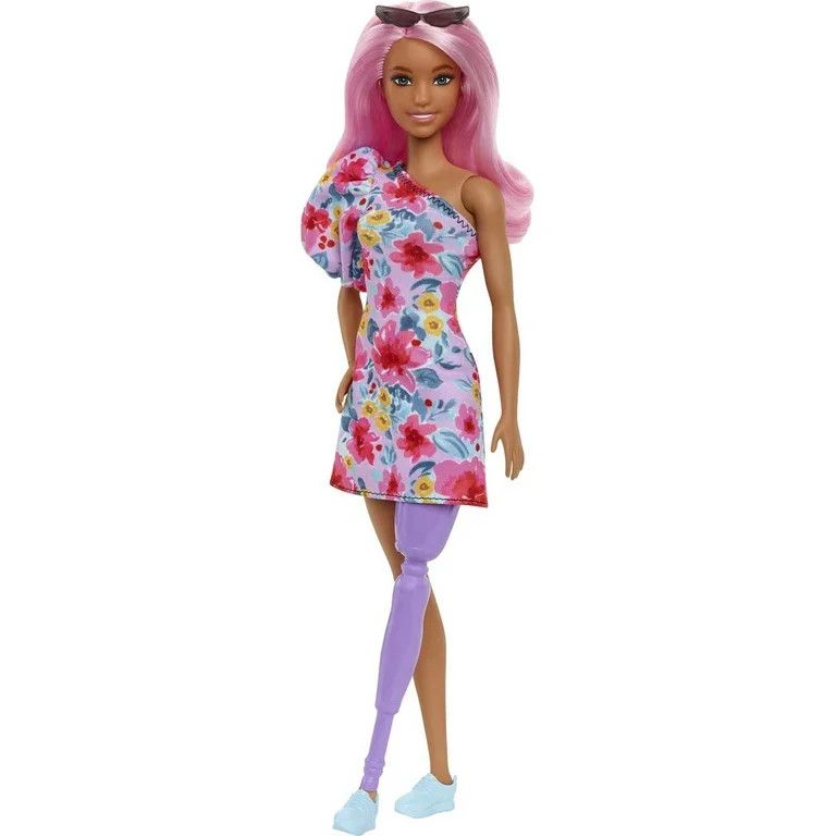 Barbie Fashionistas Doll #189 in Floral Dress with Prosthetic Leg, Pink Hair & Accessories | Walmart (US)