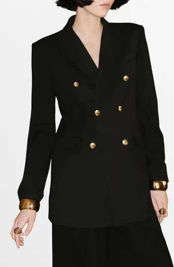 MANGO Farah Double Breasted Blazer in Black at Nordstrom Rack, Size Small | Nordstrom Rack